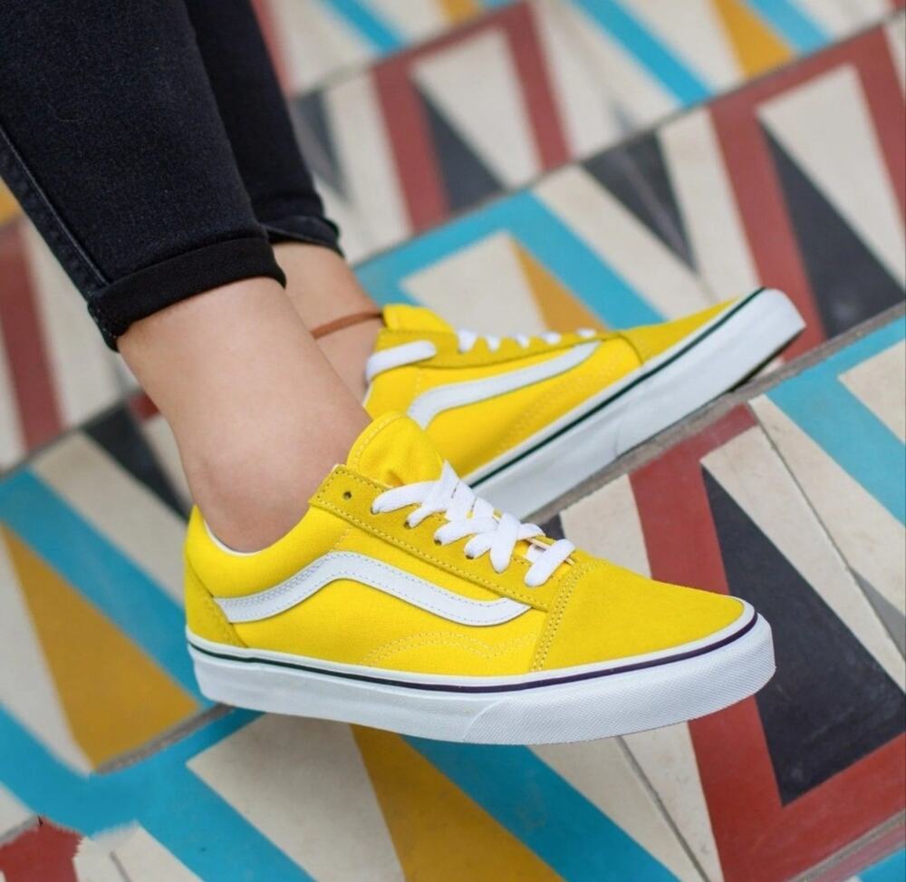 VANS Old Skool Suede/Canvas Sneakers, Yellow - Size 8.5-Mens / Size 10-Women